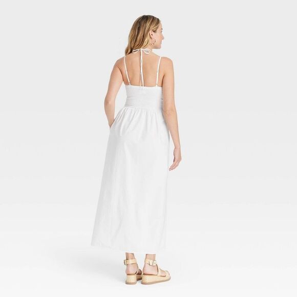 Women's Smocked Cut-Out Maxi Sundress - Universal Thread White XS - Picture 4 of 10